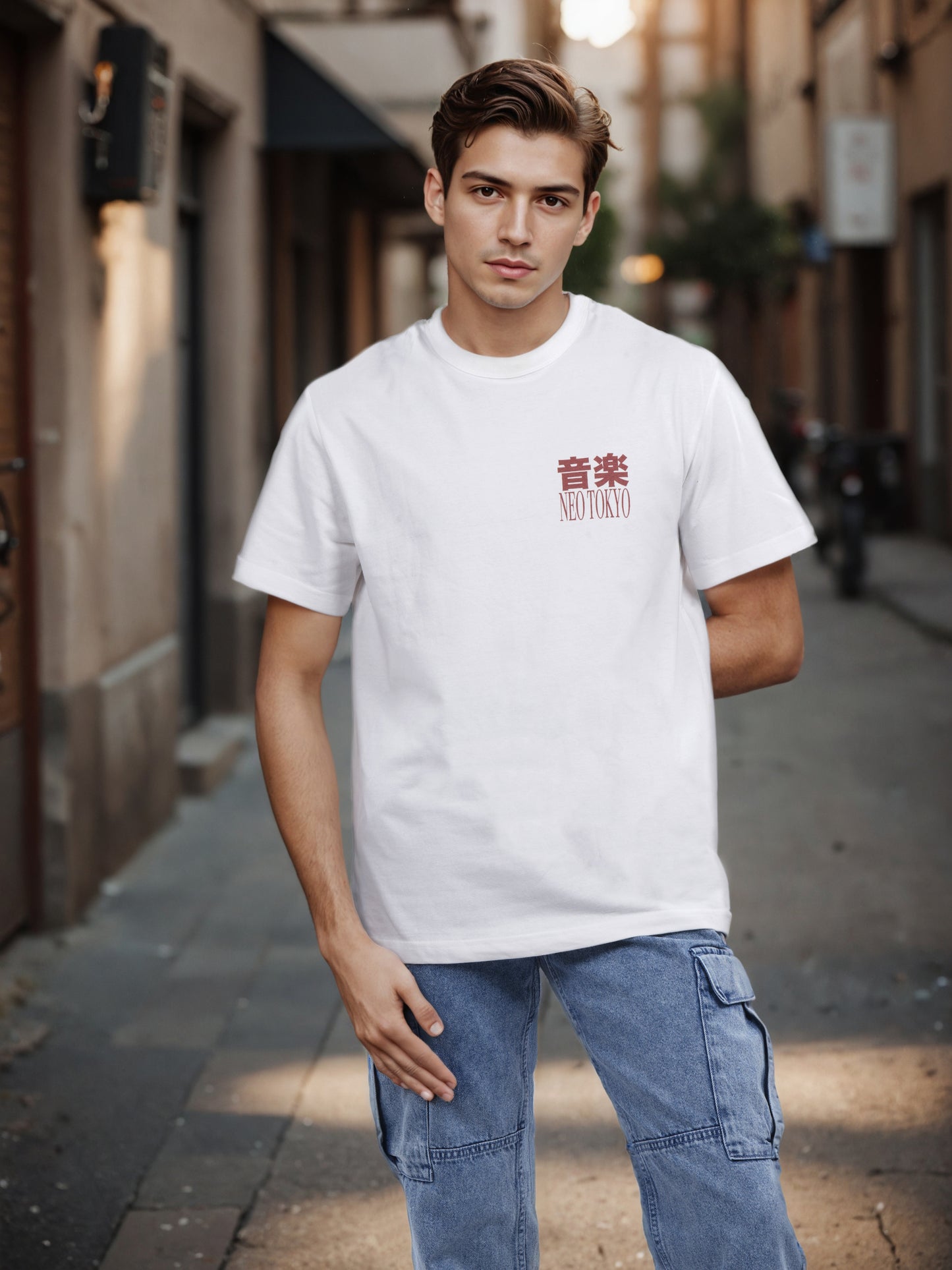 Celio* Men White Printed Boxy Cotton T-Shirt