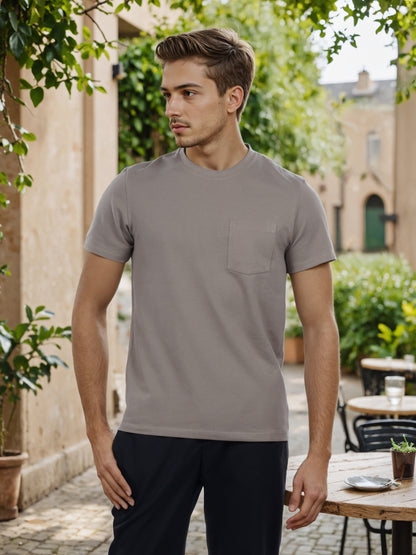 Celio* Men Brown Solid Regular Fit Cotton T-Shirt