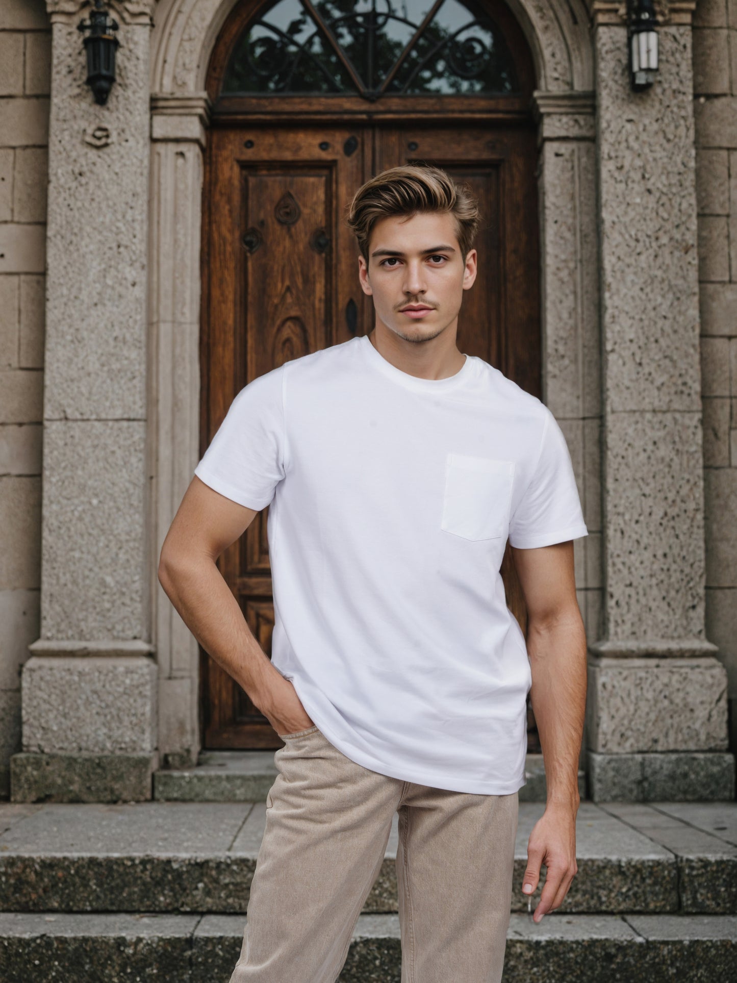 Celio* Men White Solid Regular Fit Cotton T-Shirt
