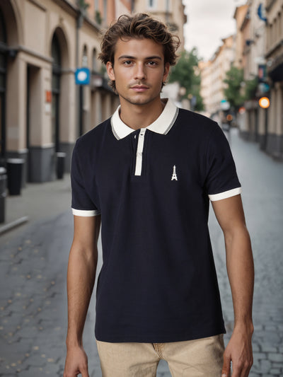 Celio* Men Navy Blue Solid Regular Fit Cotton T-Shirts