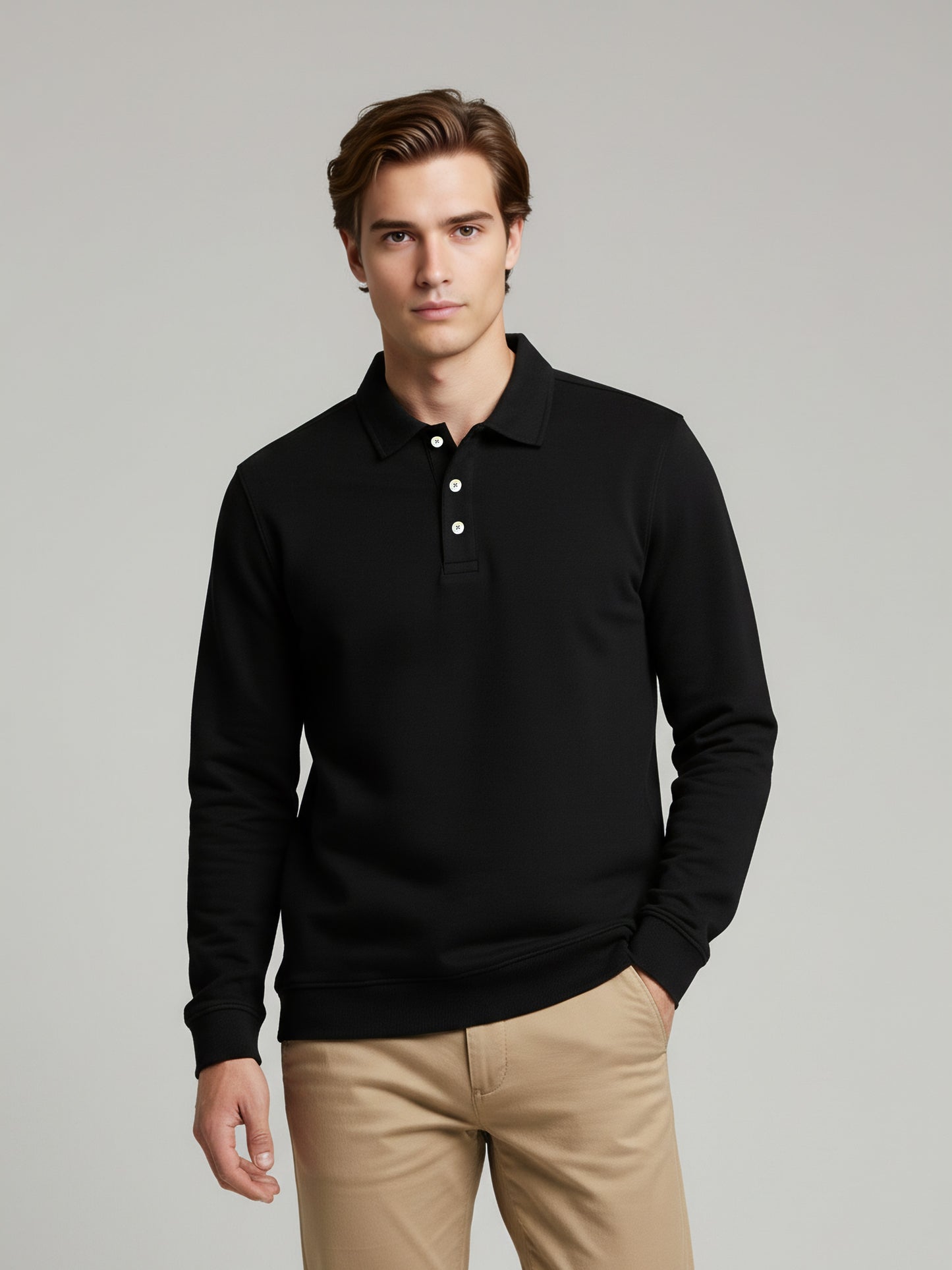 *Celio Men Black Solid Regular Fit Cotton-Poly-Blend Sweatshirts