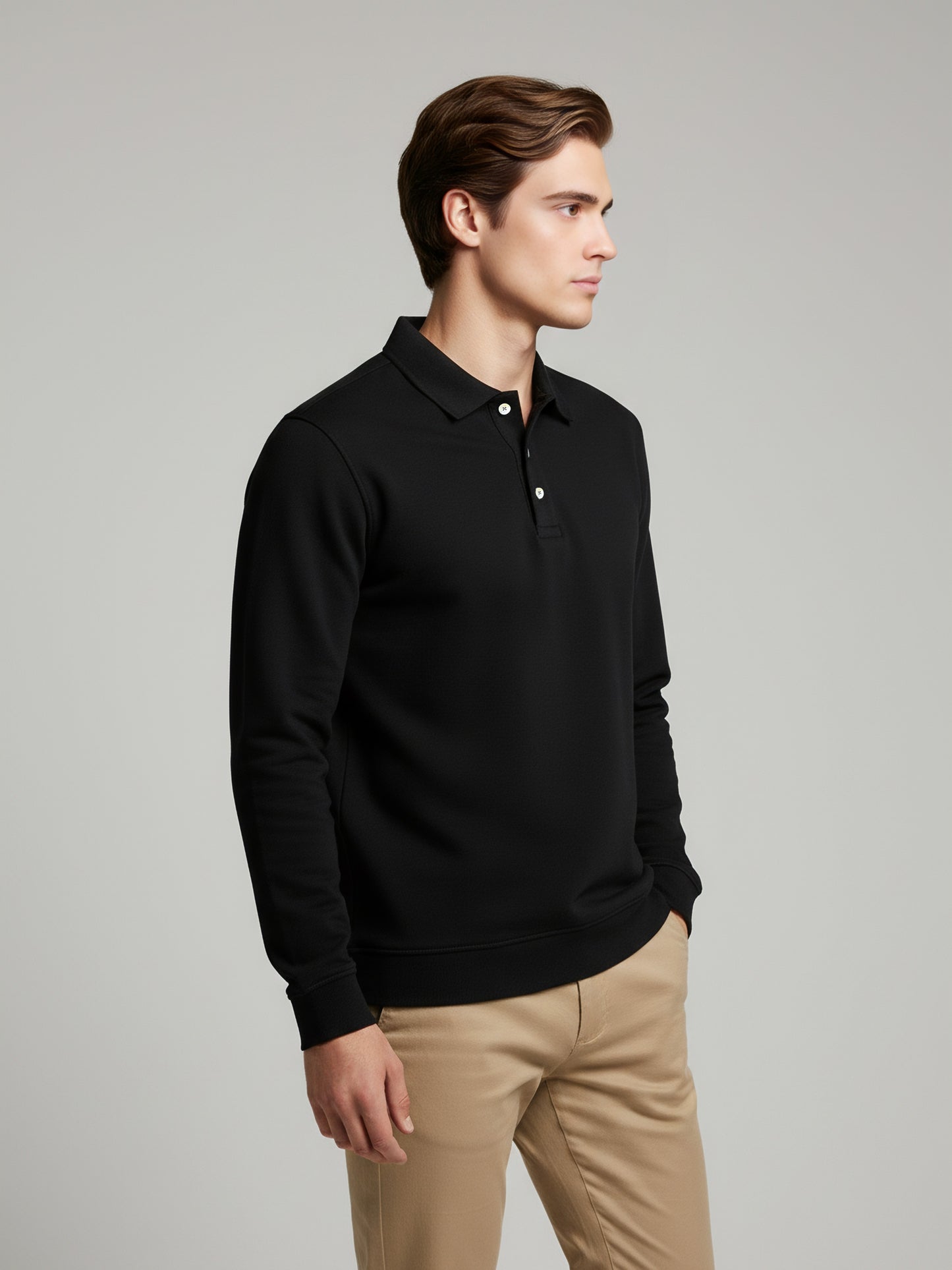 *Celio Men Black Solid Regular Fit Cotton-Poly-Blend Sweatshirts