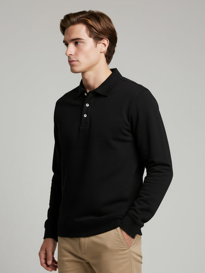 *Celio Men Black Solid Regular Fit Cotton-Poly-Blend Sweatshirts