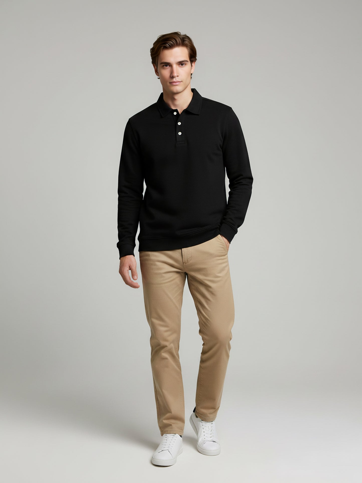 *Celio Men Black Solid Regular Fit Cotton-Poly-Blend Sweatshirts