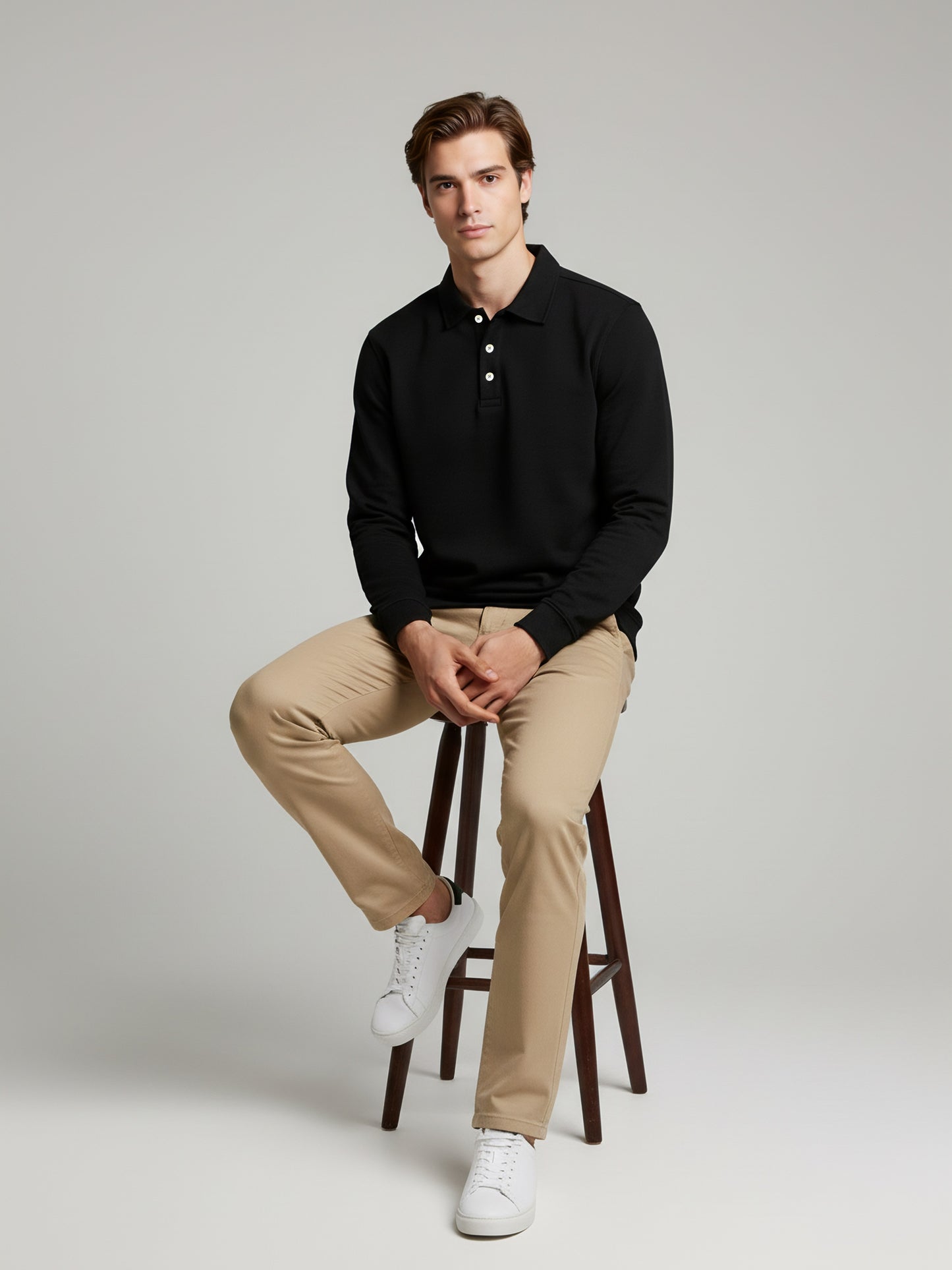 *Celio Men Black Solid Regular Fit Cotton-Poly-Blend Sweatshirts