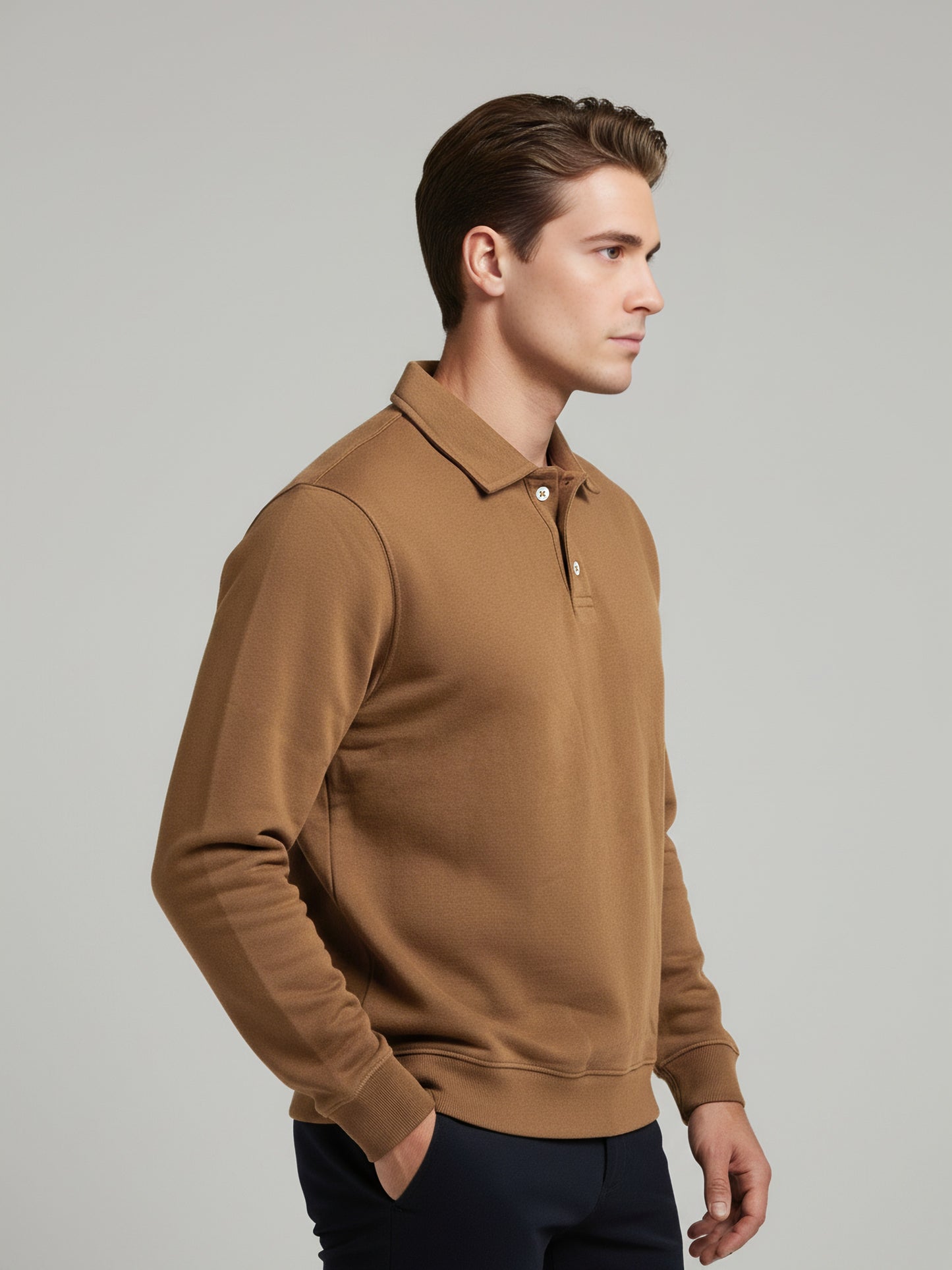 *Celio Men Brown Solid Regular Fit Cotton-Poly-Blend Sweatshirts