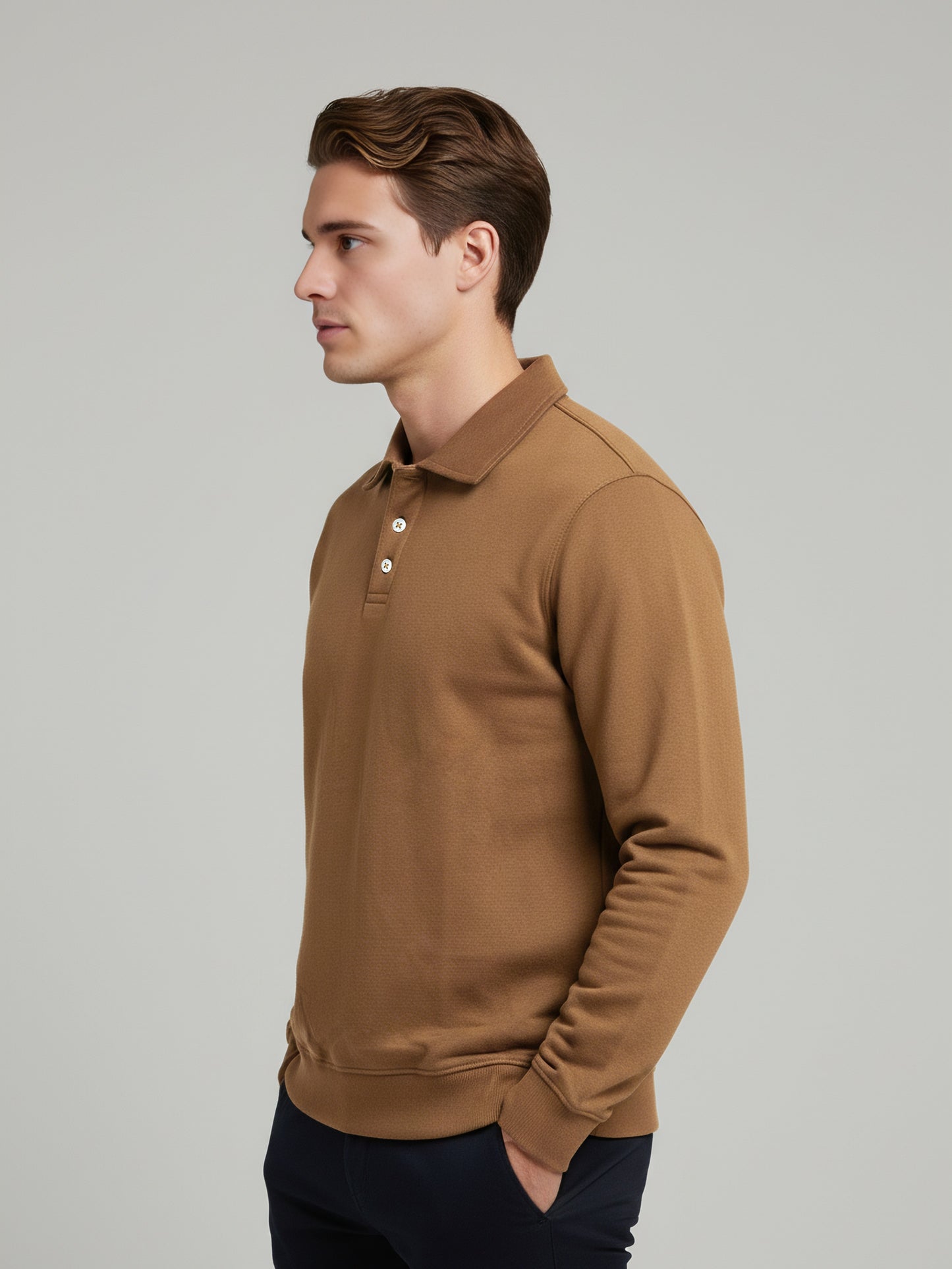 *Celio Men Brown Solid Regular Fit Cotton-Poly-Blend Sweatshirts