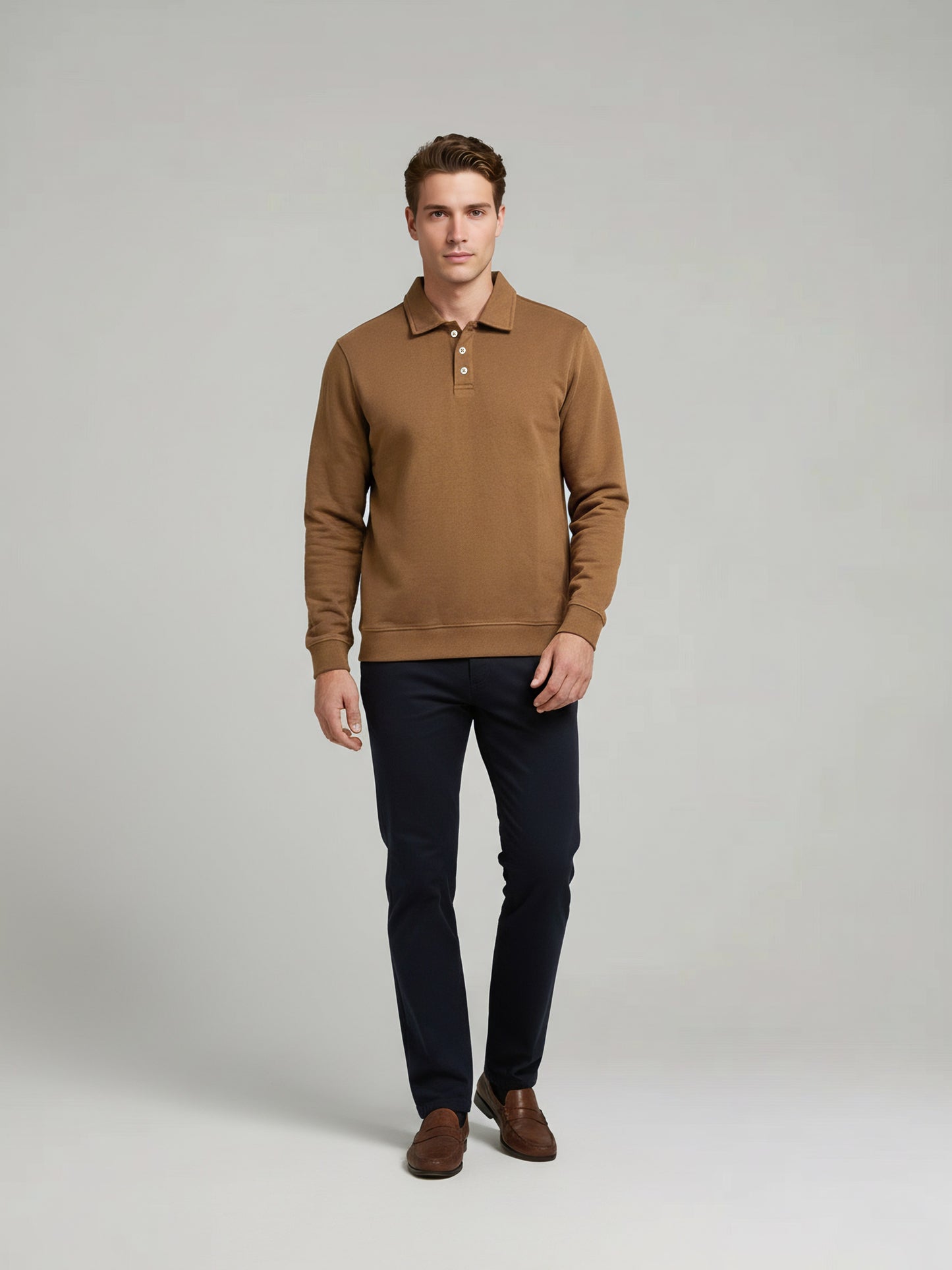 *Celio Men Brown Solid Regular Fit Cotton-Poly-Blend Sweatshirts