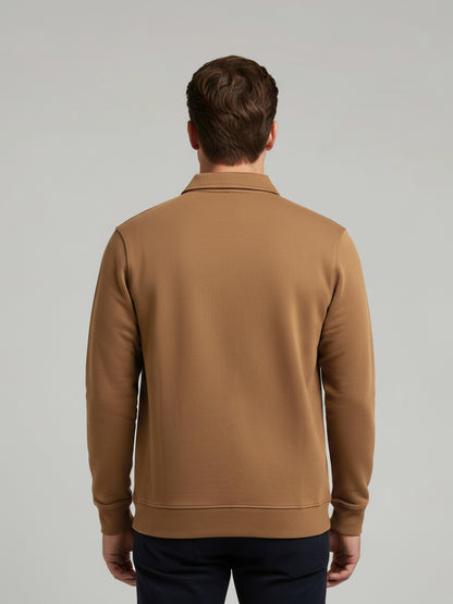 *Celio Men Brown Solid Regular Fit Cotton-Poly-Blend Sweatshirts