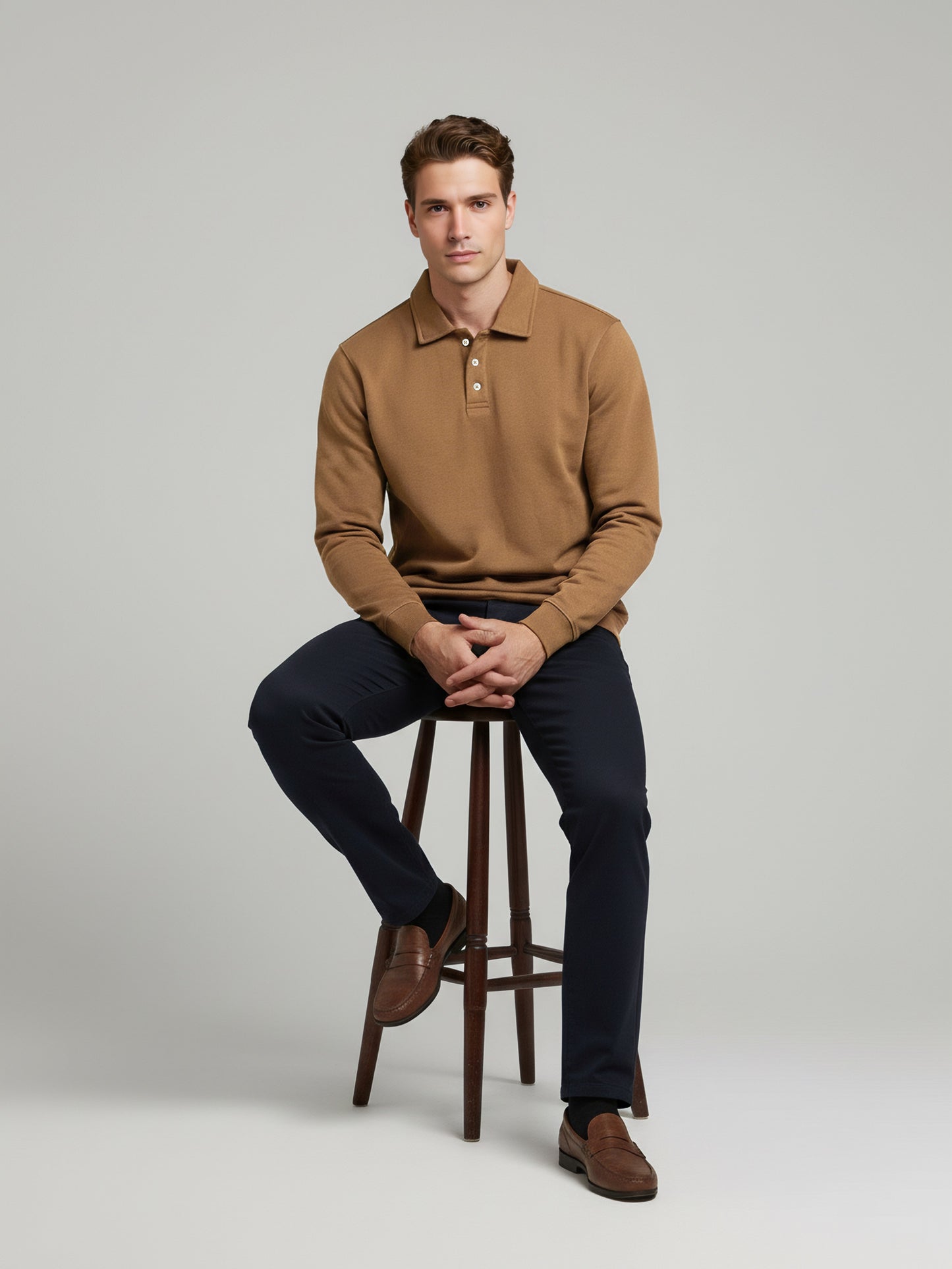 *Celio Men Brown Solid Regular Fit Cotton-Poly-Blend Sweatshirts