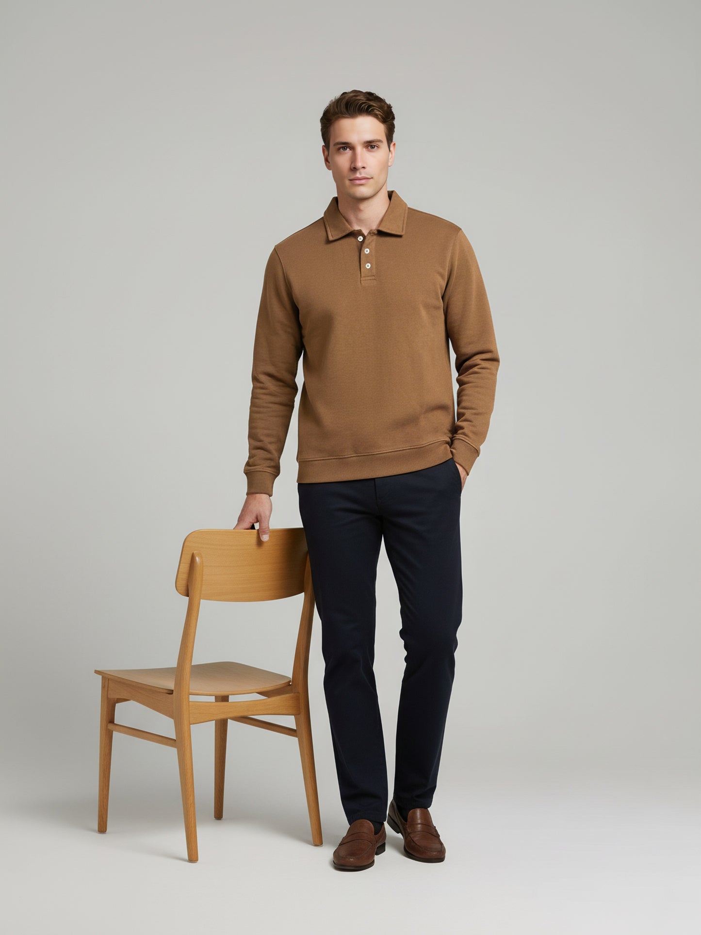 *Celio Men Brown Solid Regular Fit Cotton-Poly-Blend Sweatshirts