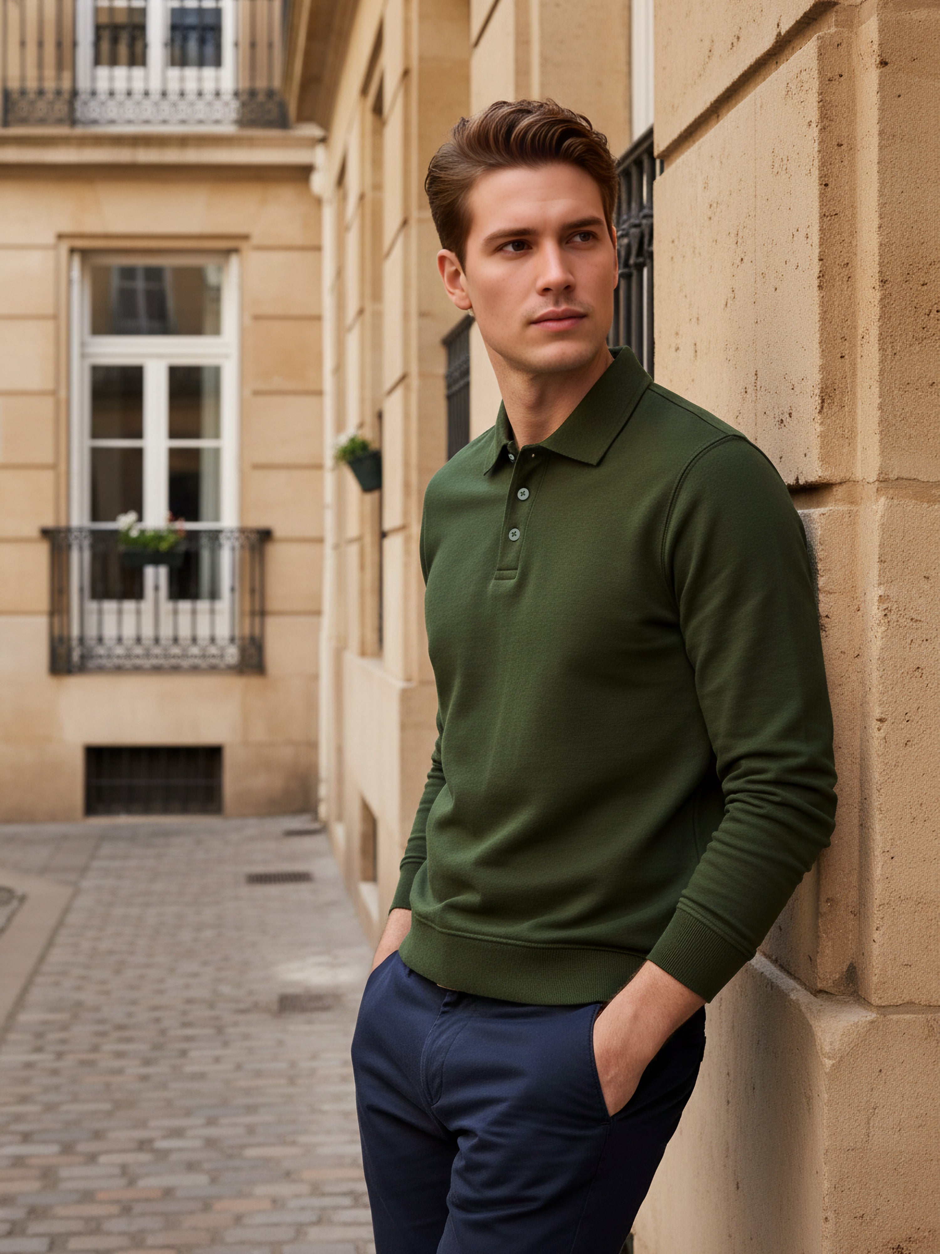 *Celio Men Olive Solid Regular Fit Cotton-Poly-Blend Sweatshirts