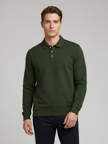 Celio Men Olive Solid Regular Fit Cotton-Poly-Blend Sweatshirts