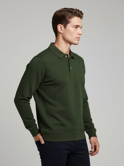 Celio Men Olive Solid Regular Fit Cotton-Poly-Blend Sweatshirts