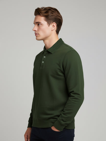 Celio Men Olive Solid Regular Fit Cotton-Poly-Blend Sweatshirts