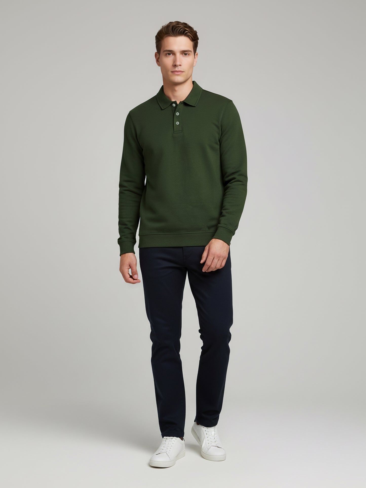 Celio Men Olive Solid Regular Fit Cotton-Poly-Blend Sweatshirts