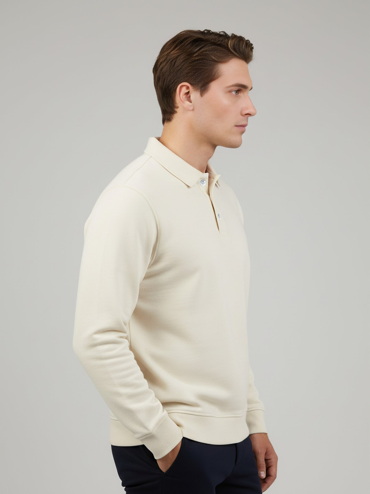 *Celio Men Off White Solid Regular Fit Cotton-Poly-Blend Sweatshirts