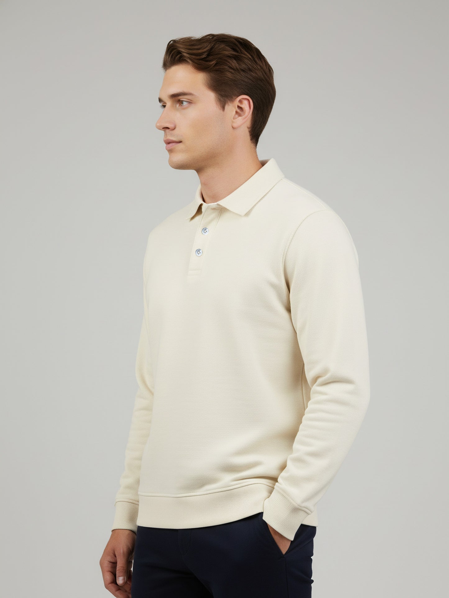 *Celio Men Off White Solid Regular Fit Cotton-Poly-Blend Sweatshirts
