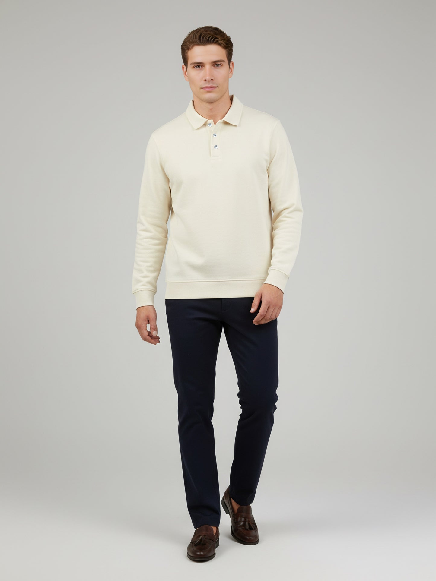 *Celio Men Off White Solid Regular Fit Cotton-Poly-Blend Sweatshirts