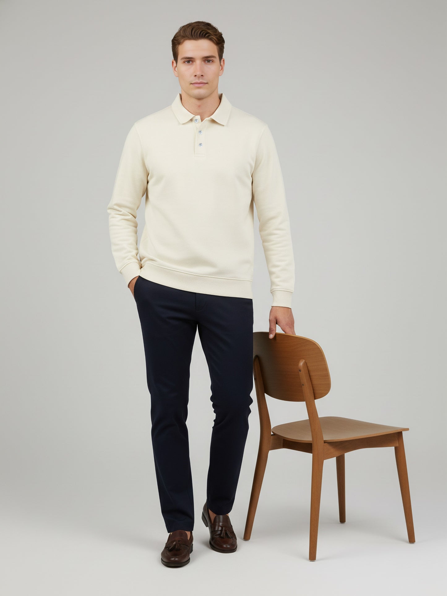 *Celio Men Off White Solid Regular Fit Cotton-Poly-Blend Sweatshirts