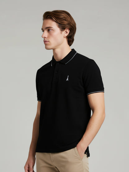 Celio Men Black Solid Regular Fit Cotton T-Shirts