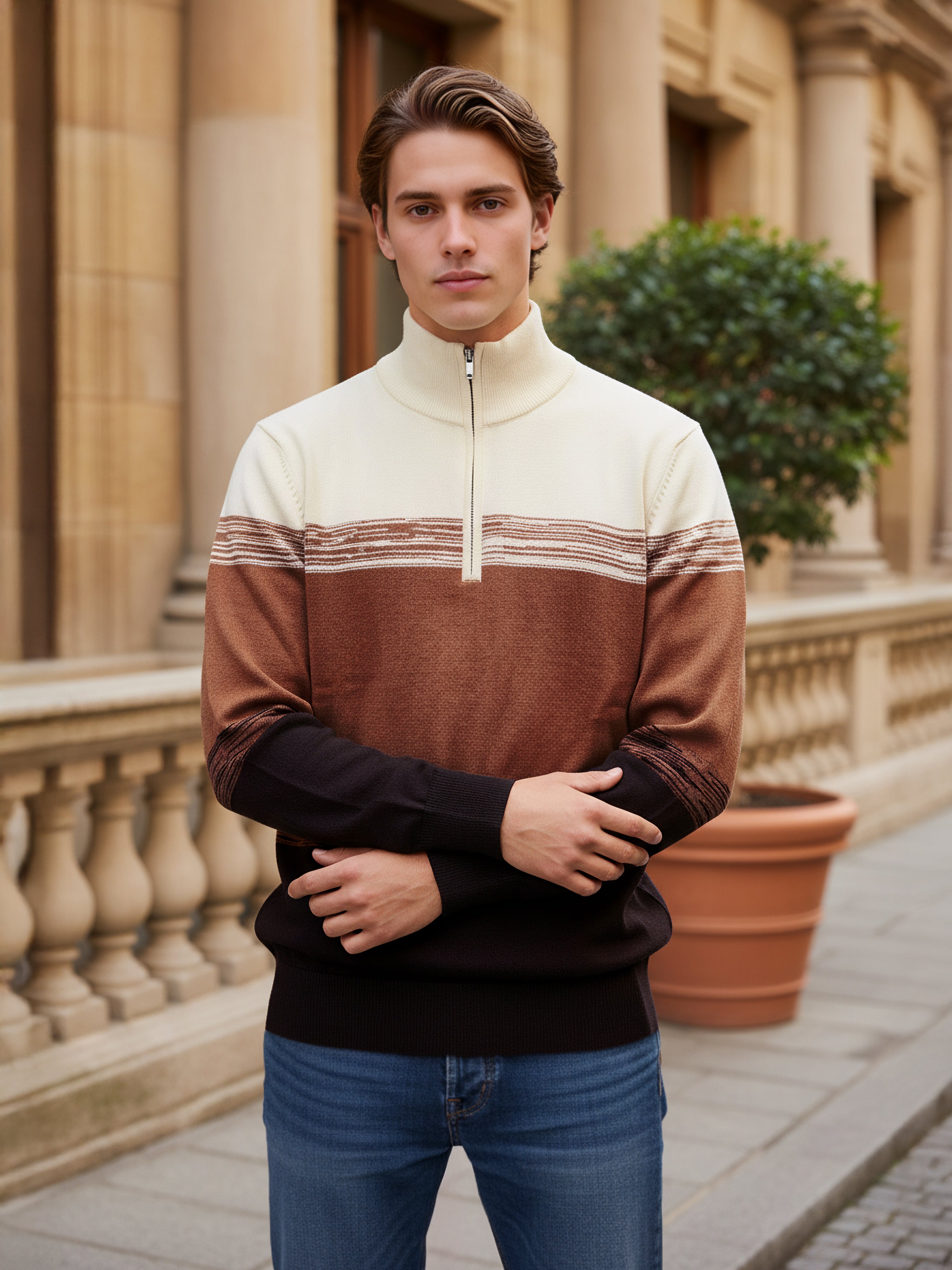 Celio* Men Multi Colourblocked Regular Fit Cotton Sweaters