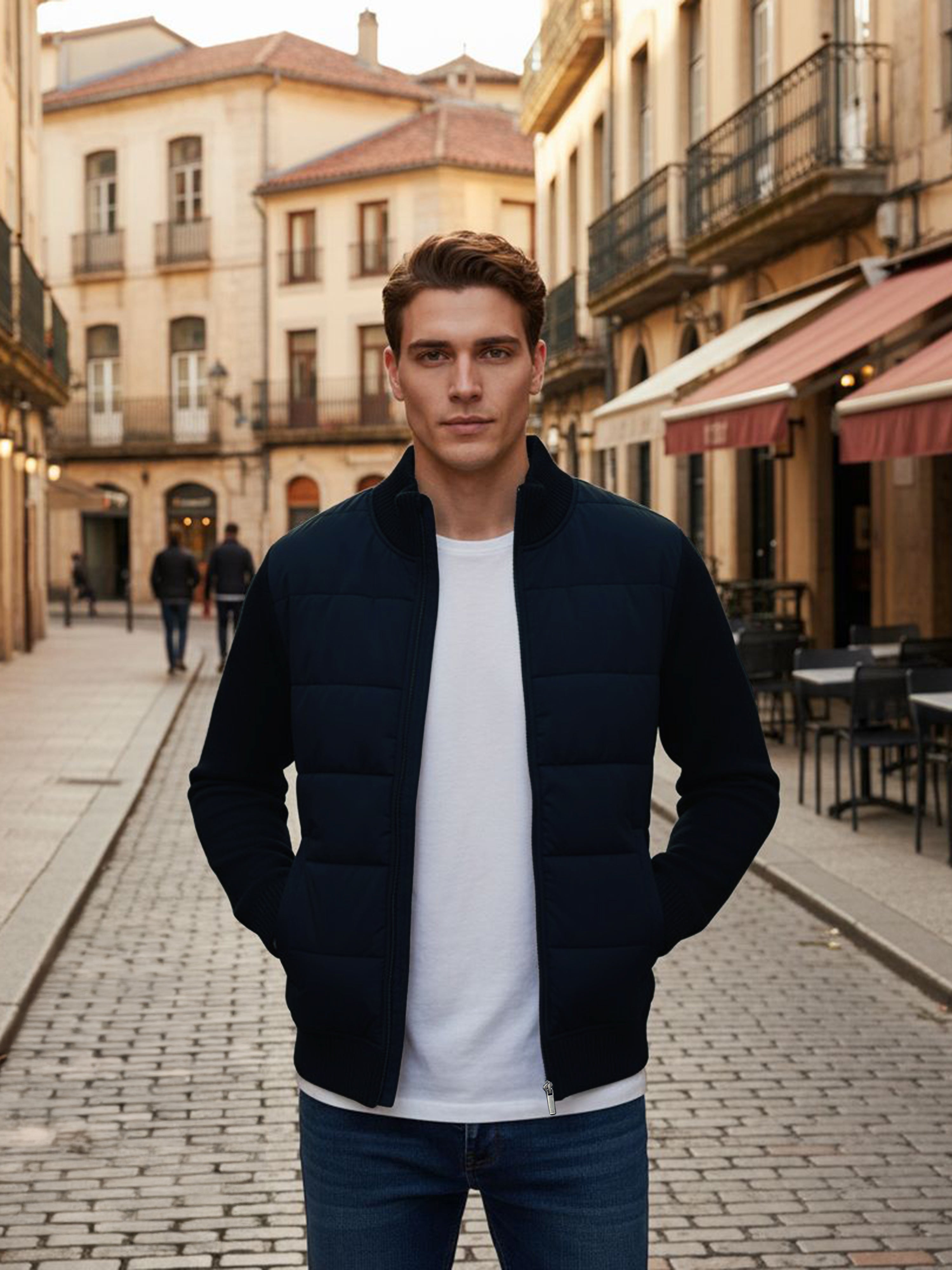 Celio Men Blue Solid Regular Fit Cotton Sweaters