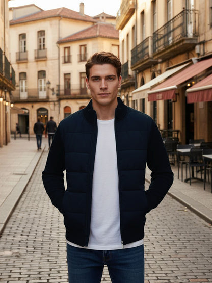 Celio Men Blue Solid Regular Fit Cotton Sweaters