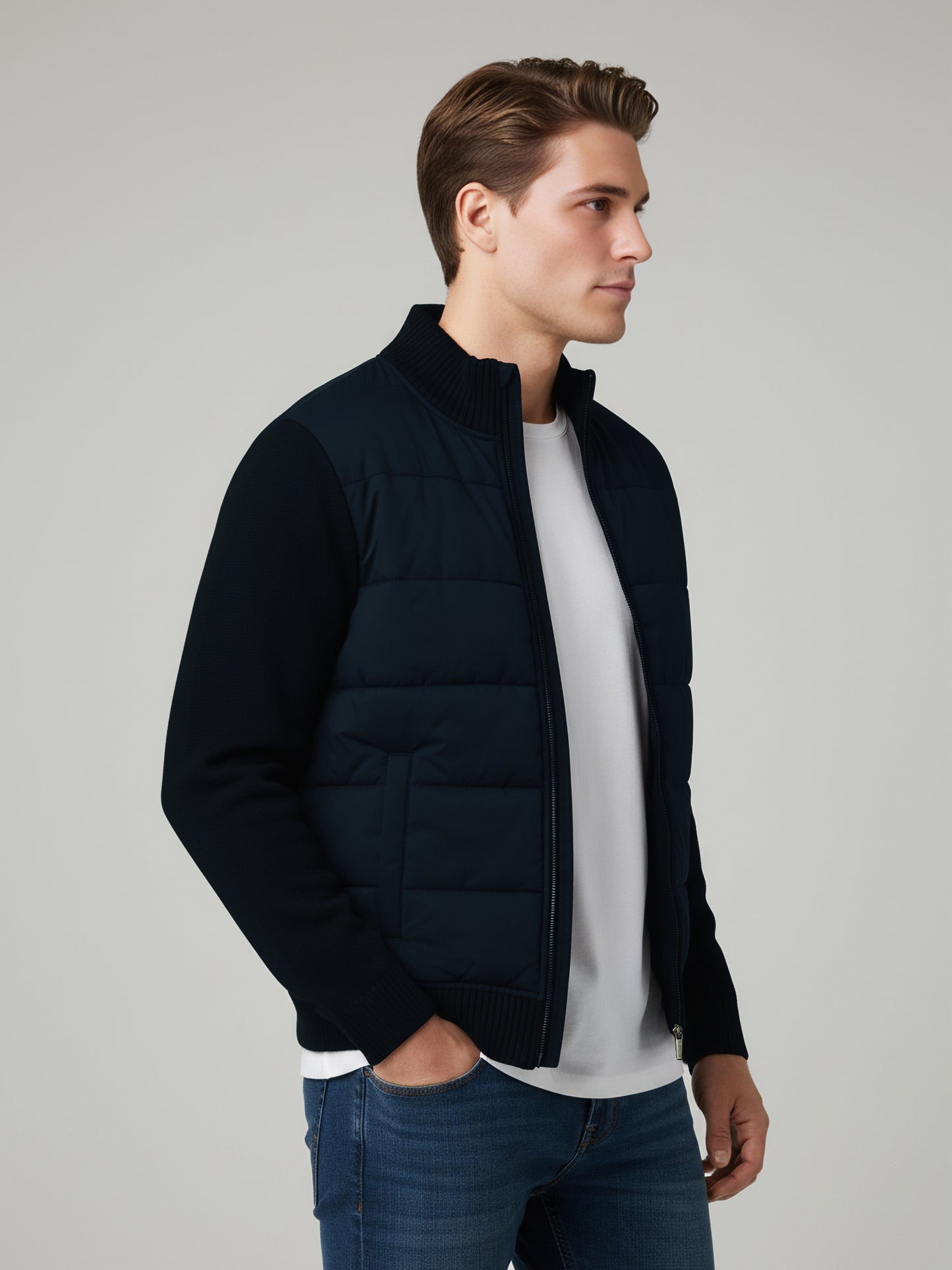 Celio Men Blue Solid Regular Fit Cotton Sweaters