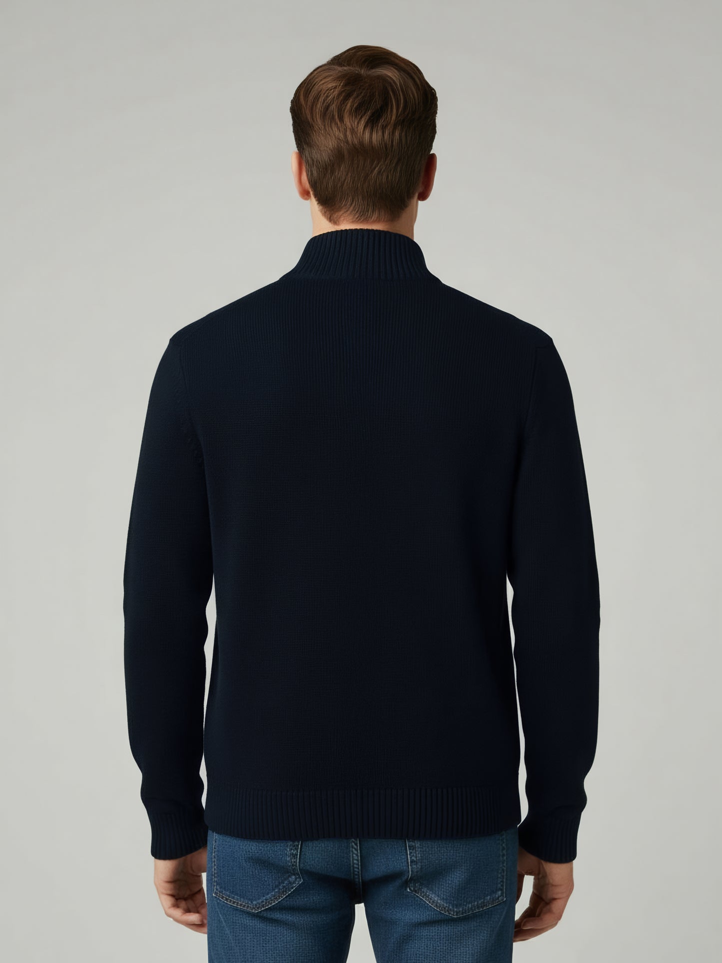Celio Men Blue Solid Regular Fit Cotton Sweaters