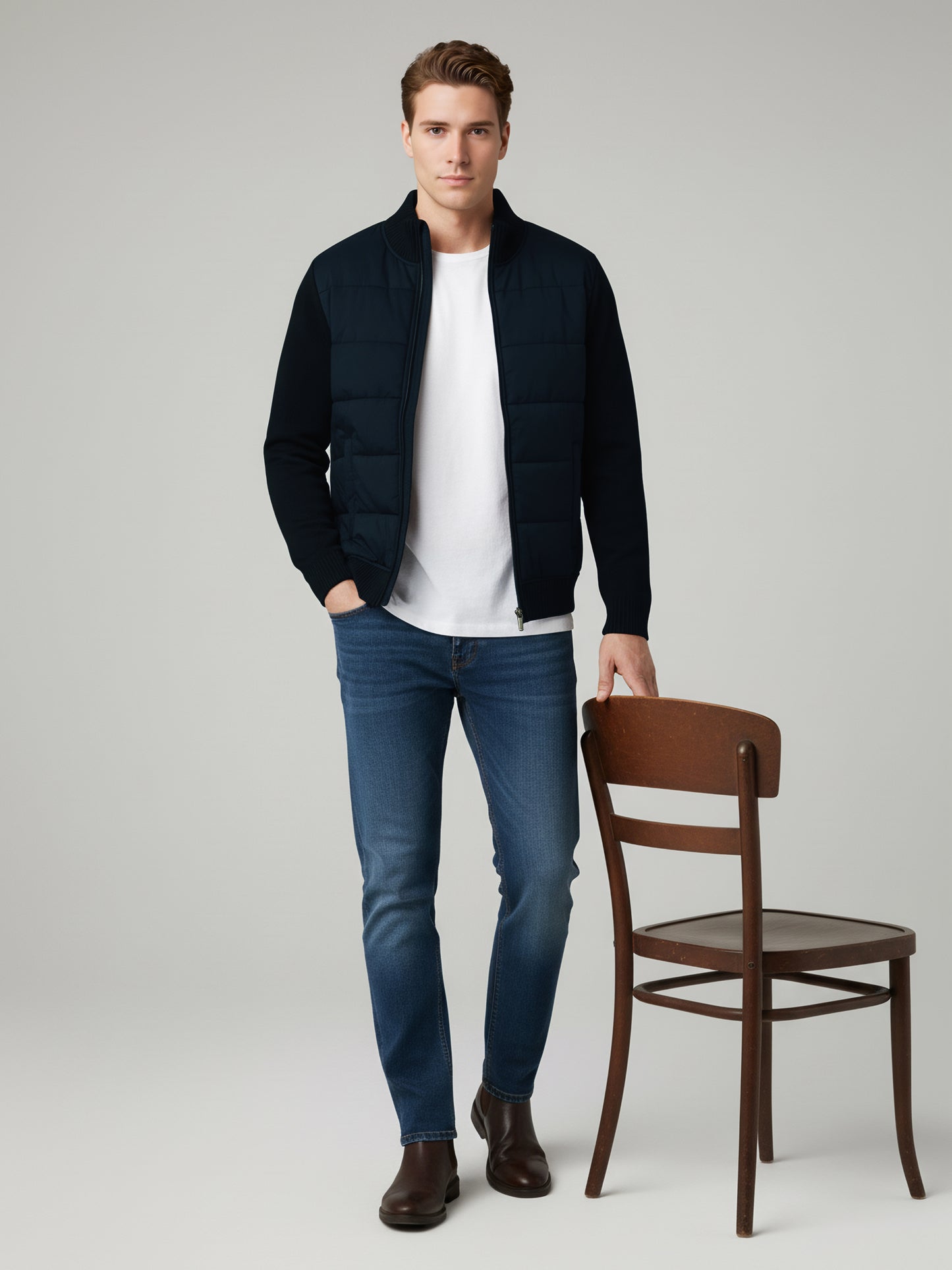 Celio Men Blue Solid Regular Fit Cotton Sweaters