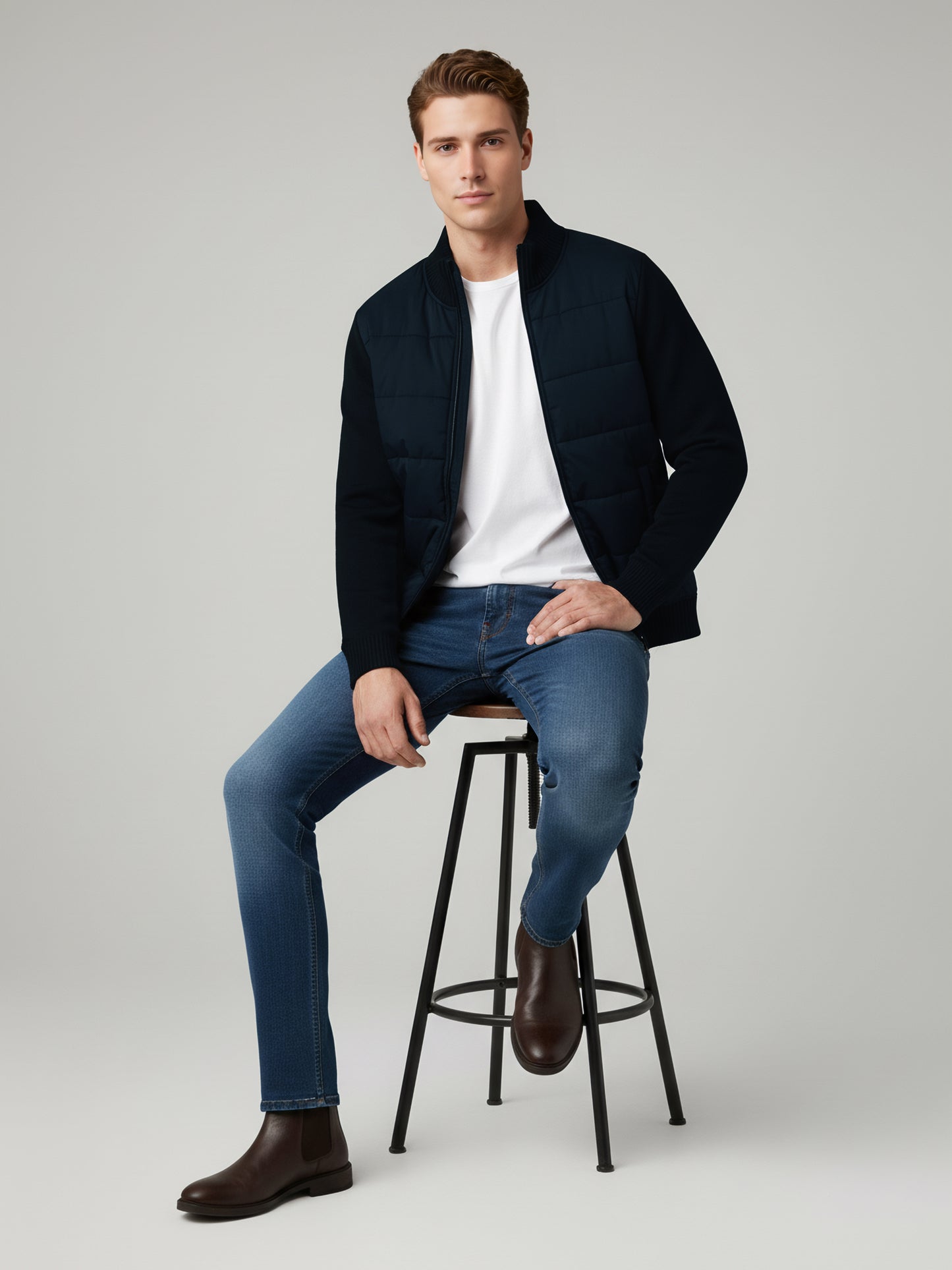 Celio Men Blue Solid Regular Fit Cotton Sweaters