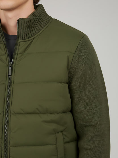 Celio Men Olive Solid Regular Fit Cotton Sweaters