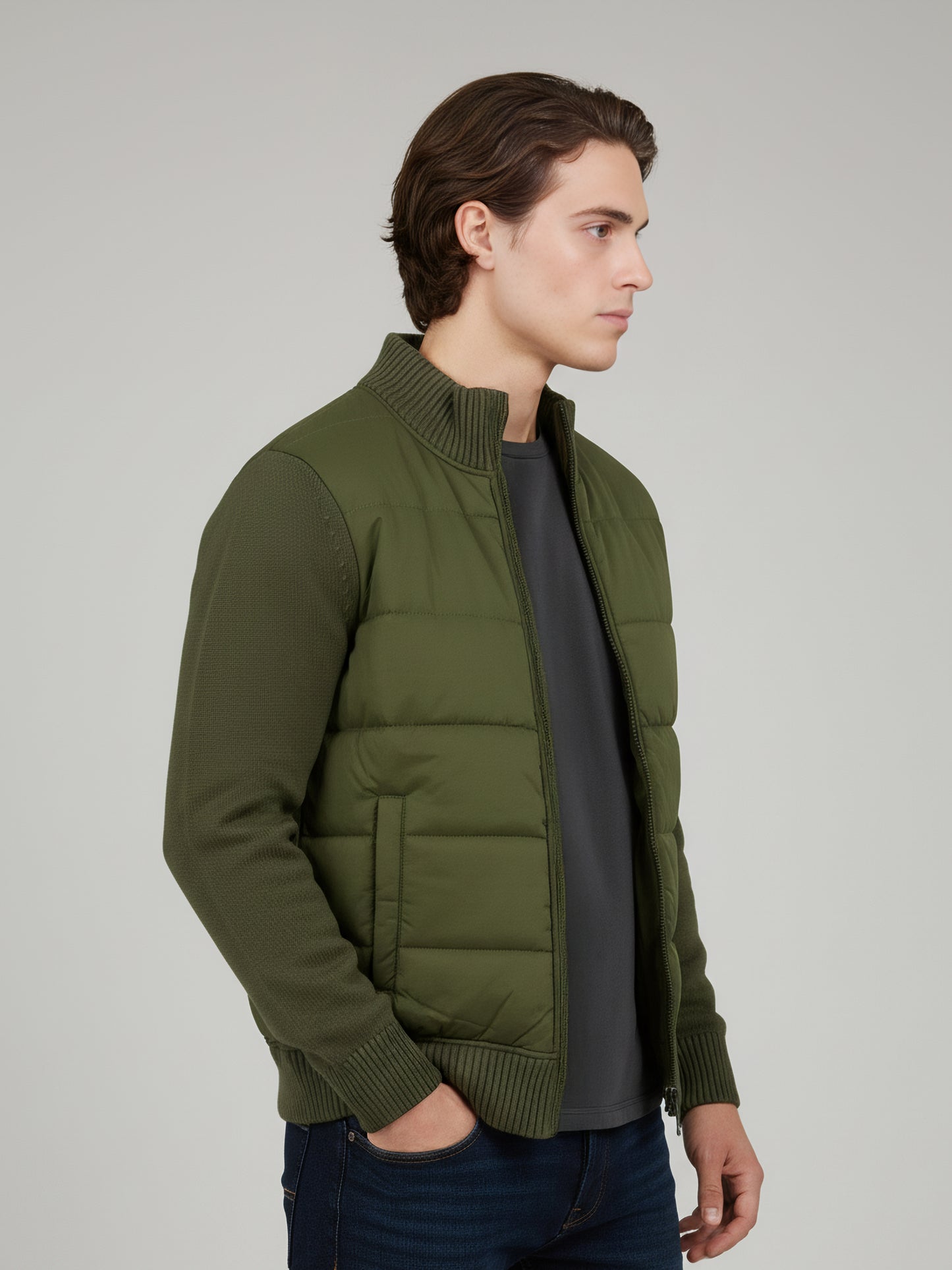 Celio Men Olive Solid Regular Fit Cotton Sweaters