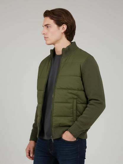 Celio Men Olive Solid Regular Fit Cotton Sweaters