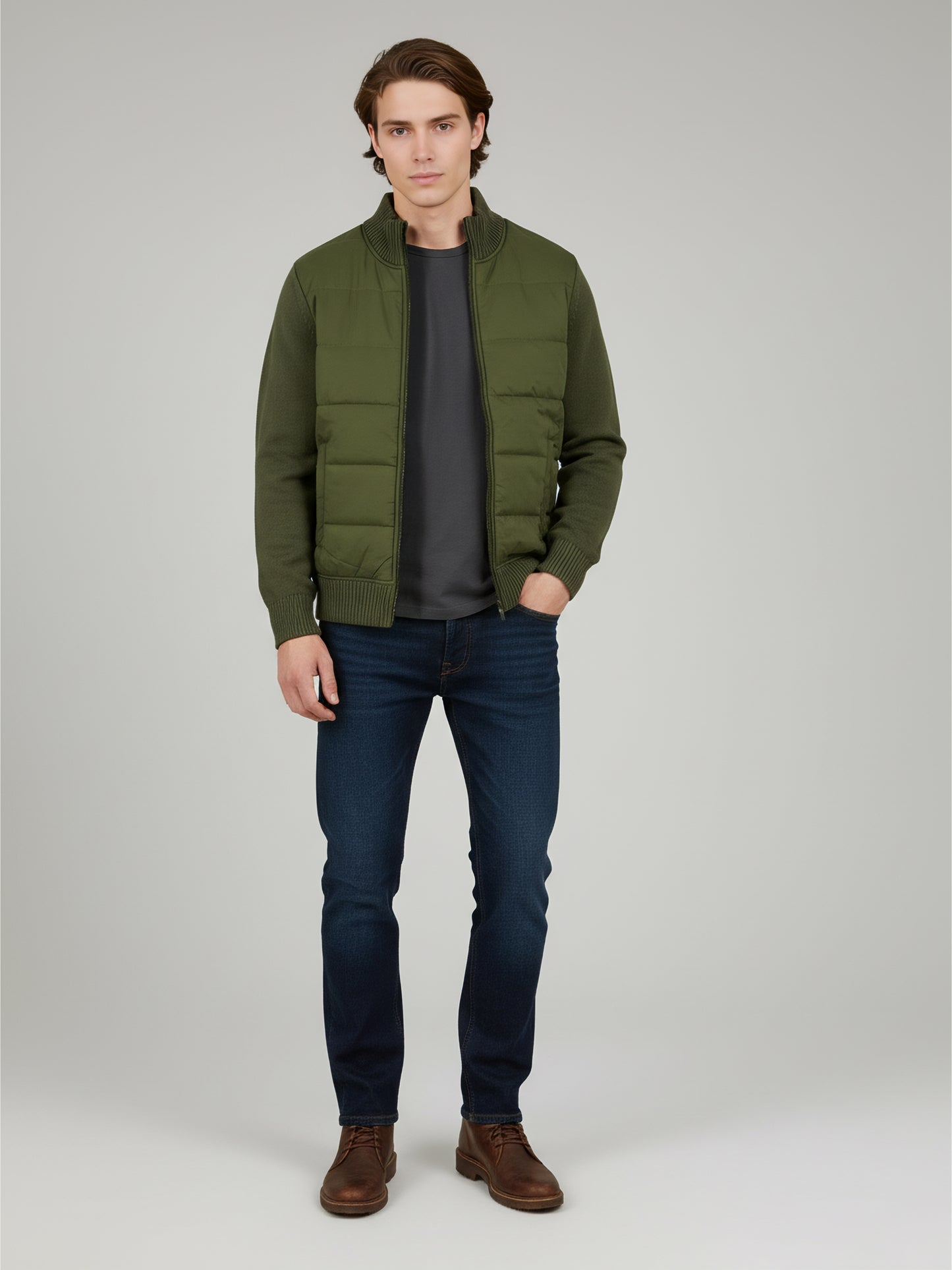 Celio Men Olive Solid Regular Fit Cotton Sweaters