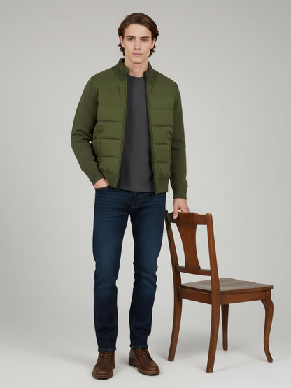 Celio Men Olive Solid Regular Fit Cotton Sweaters