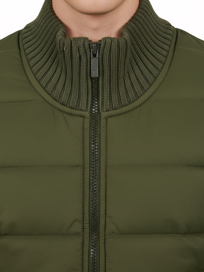 Celio Men Olive Solid Regular Fit Cotton Sweaters