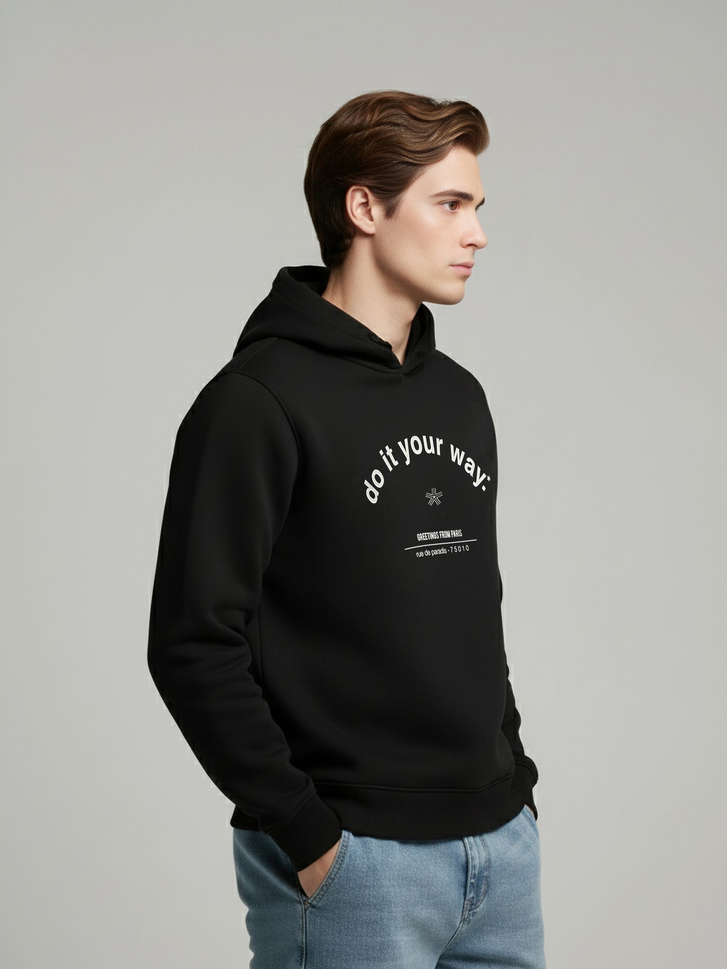 Celio* Men Black Printed Regular Fit Polyester Sweatshirts