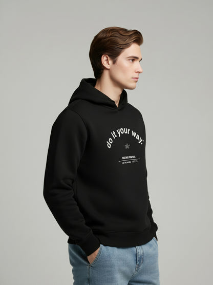 Celio* Men Black Printed Regular Fit Polyester Sweatshirts