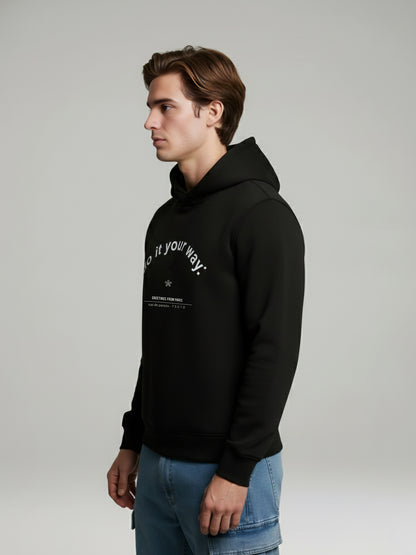 Celio* Men Black Printed Regular Fit Polyester Sweatshirts