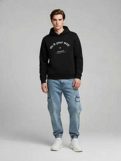 Celio* Men Black Printed Regular Fit Polyester Sweatshirts