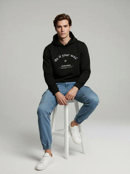 Celio* Men Black Printed Regular Fit Polyester Sweatshirts