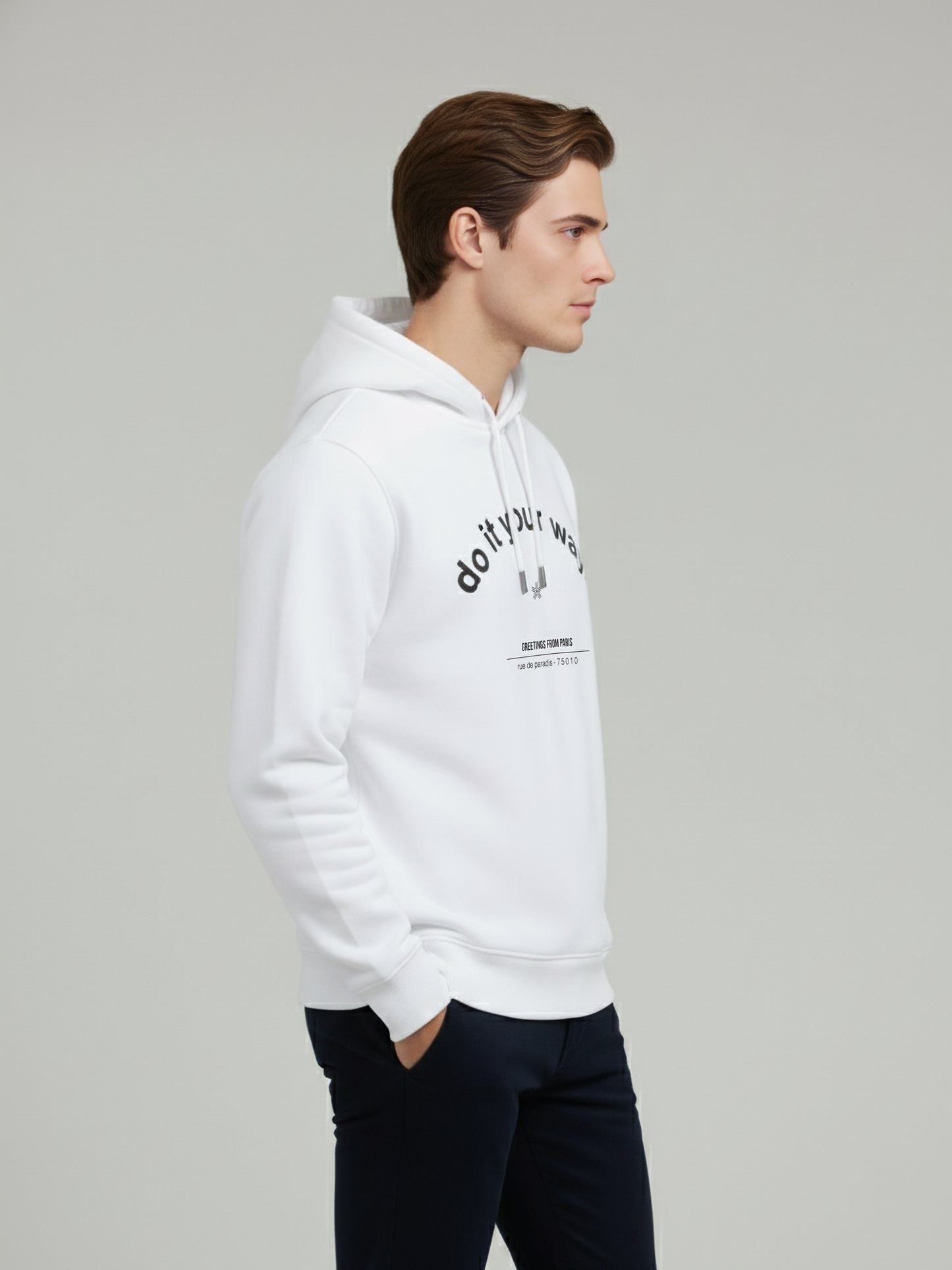 Celio* Men White Printed Regular Fit Polyester Sweatshirts