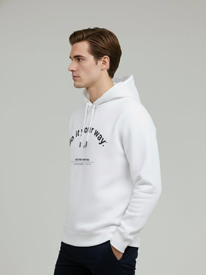 Celio* Men White Printed Regular Fit Polyester Sweatshirts