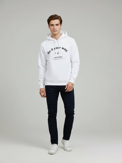 Celio* Men White Printed Regular Fit Polyester Sweatshirts