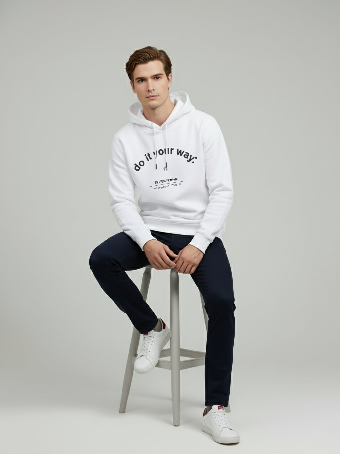 Celio* Men White Printed Regular Fit Polyester Sweatshirts