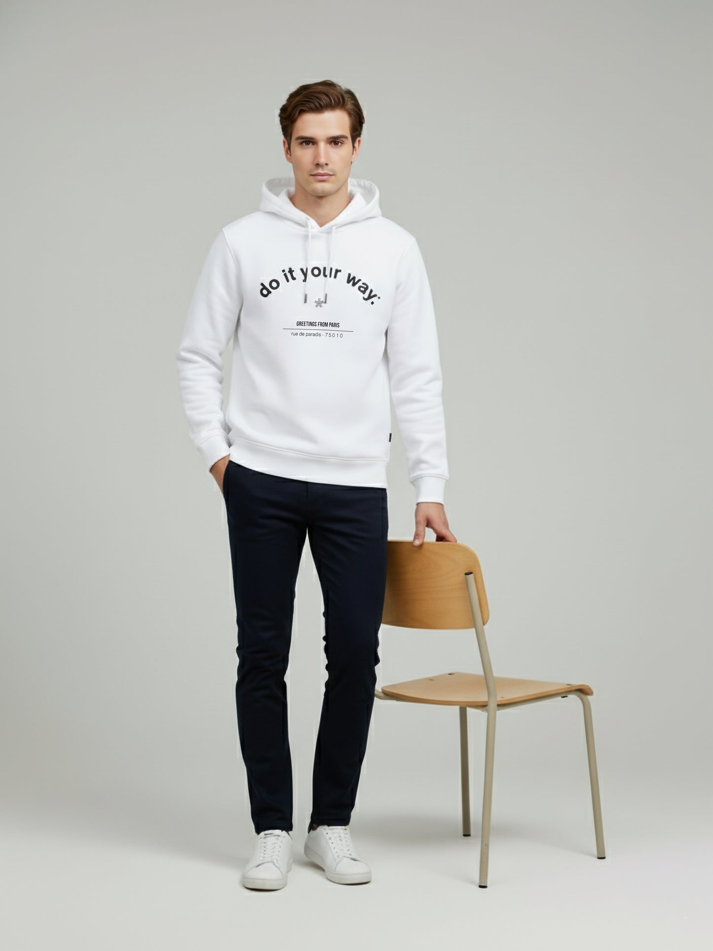 Celio* Men White Printed Regular Fit Polyester Sweatshirts