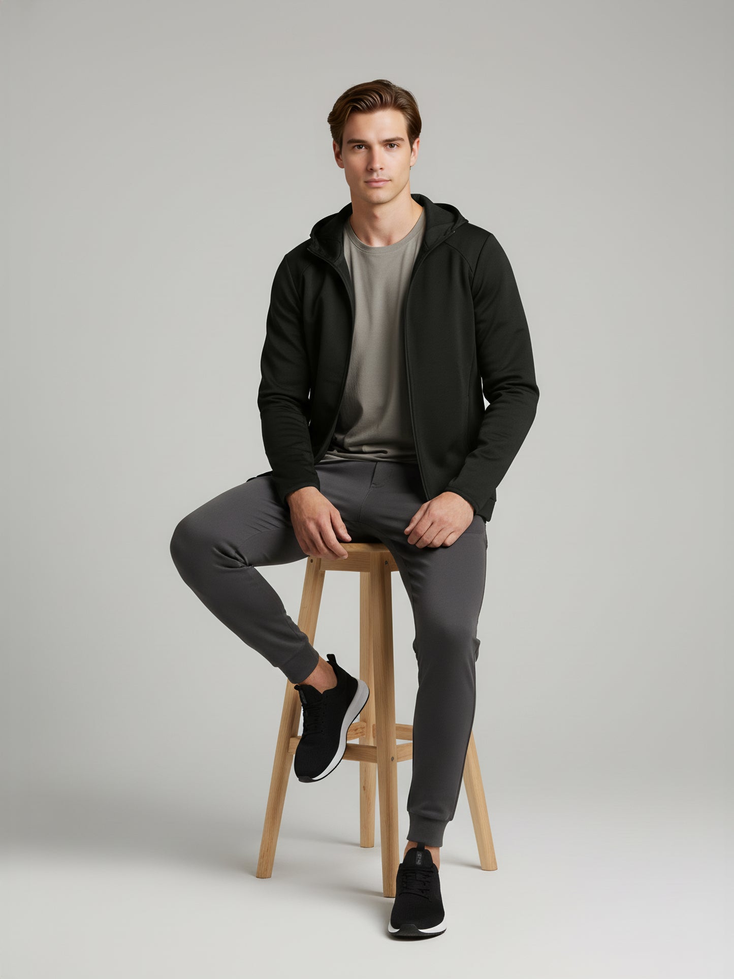 Celio* Men Olive Solid Regular Fit Cotton Sweatshirts