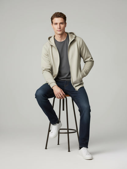 Celio* Men Beige Solid Regular Fit Cotton Sweatshirts